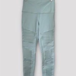 Alo Yoga Moto Legging in Laurel Green, size XXS.